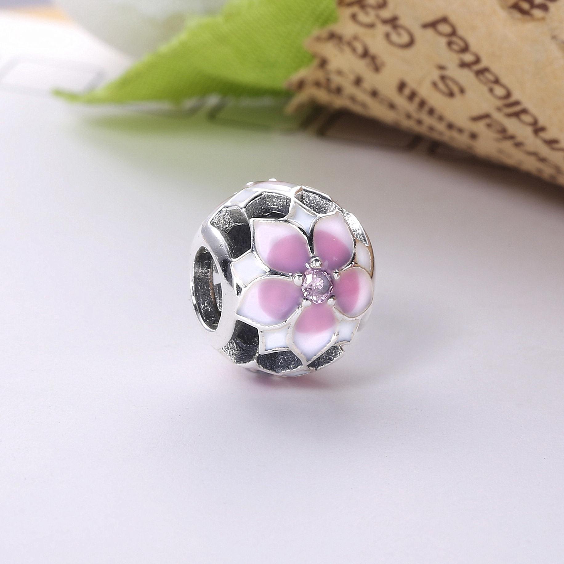 Pandora Zilveren Magnolia Bloom Bleke Cerise Bedel 792087PCZ