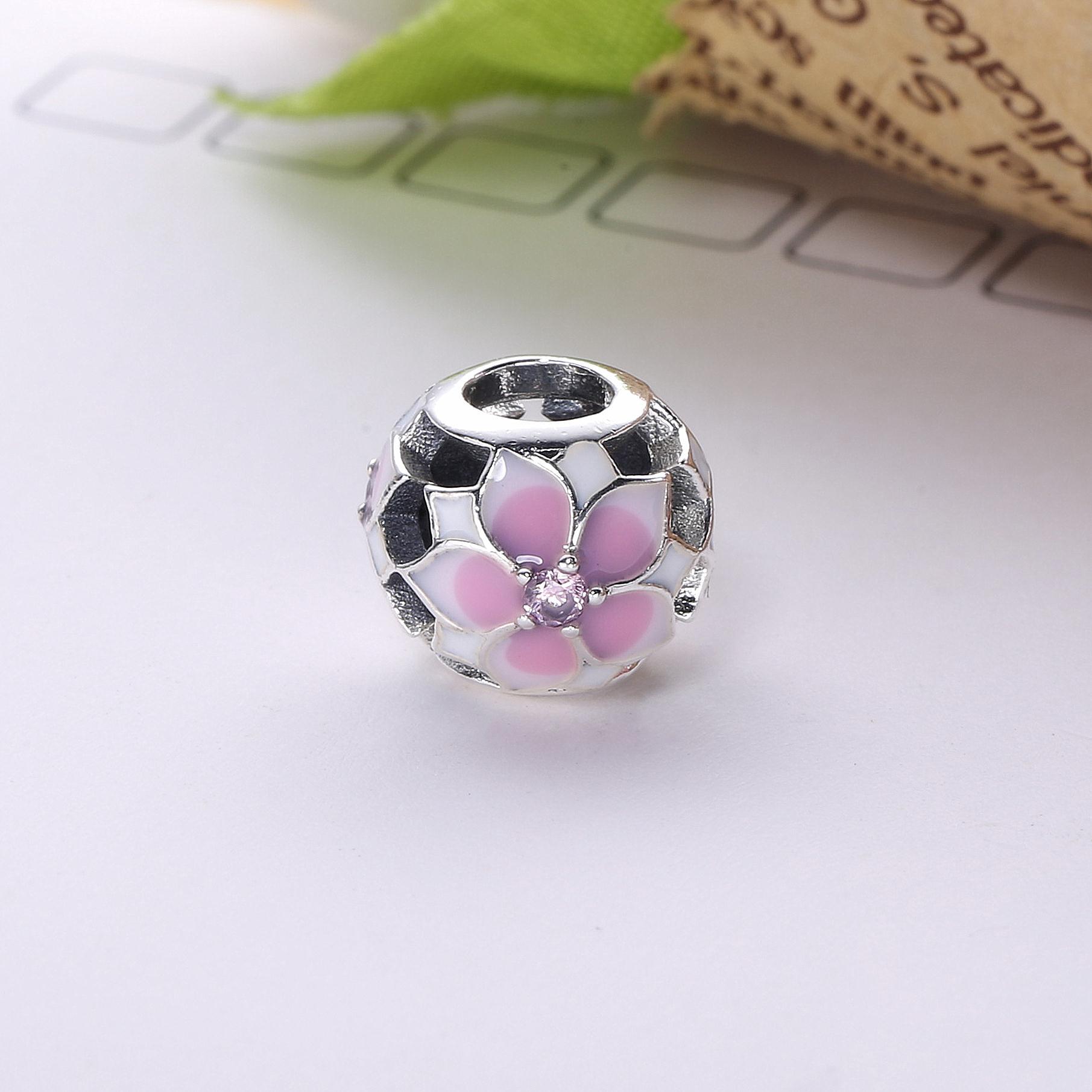 Pandora Zilveren Magnolia Bloom Bleke Cerise Bedel 792087PCZ