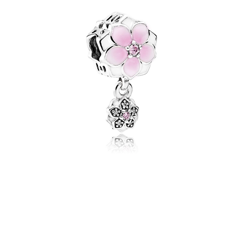 Pandora Zilveren Magnolia Bloom Bleke Cerise Hangende Bedel 792077PCZ