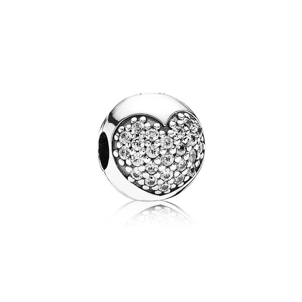 Pandora Zilveren Pavé Hart Clip 791053CZ