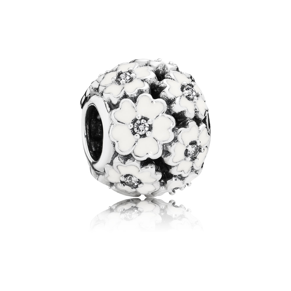 Pandora Zilveren Witte Primrose Weide Bedel 791488En12