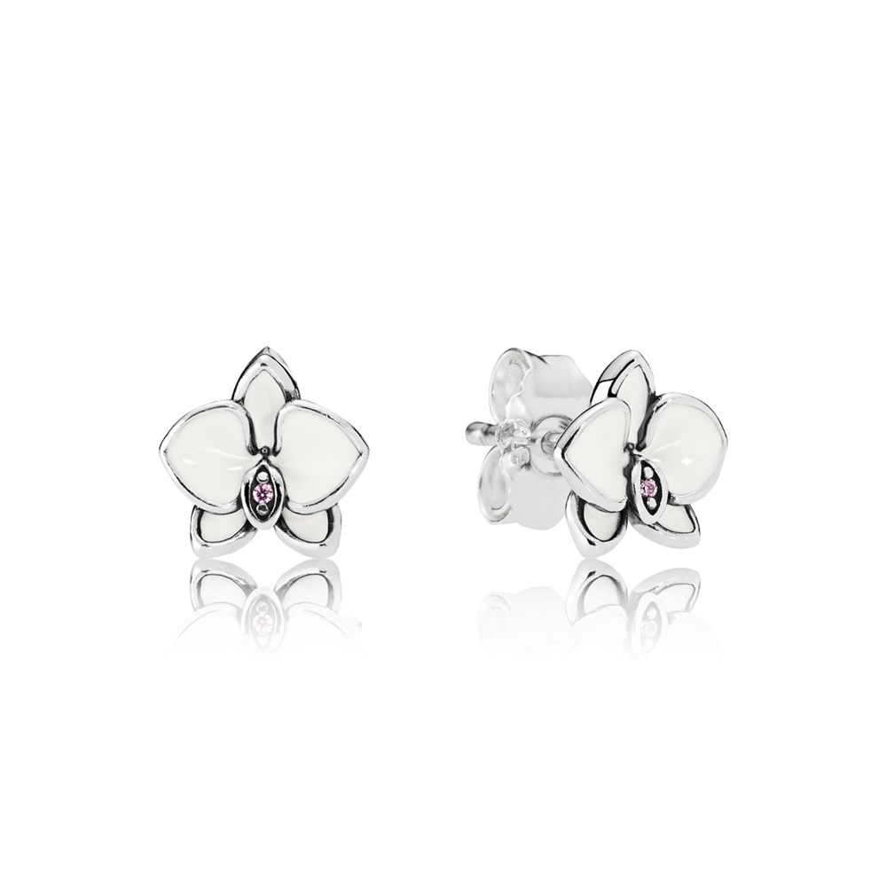 PANDORA White Orchids Stud Earrings - 290749En12