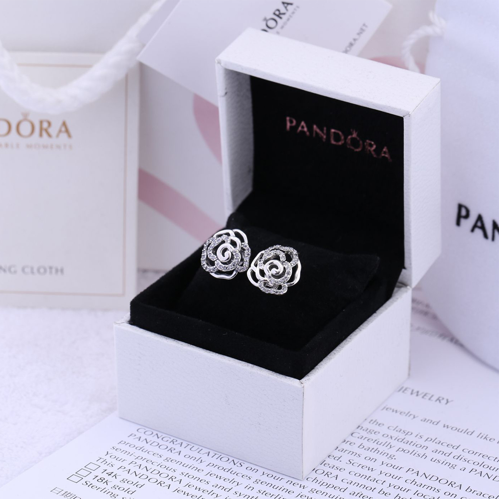 Pandora Zilveren Glinsterende Rozen Oorbellen 290575CZ