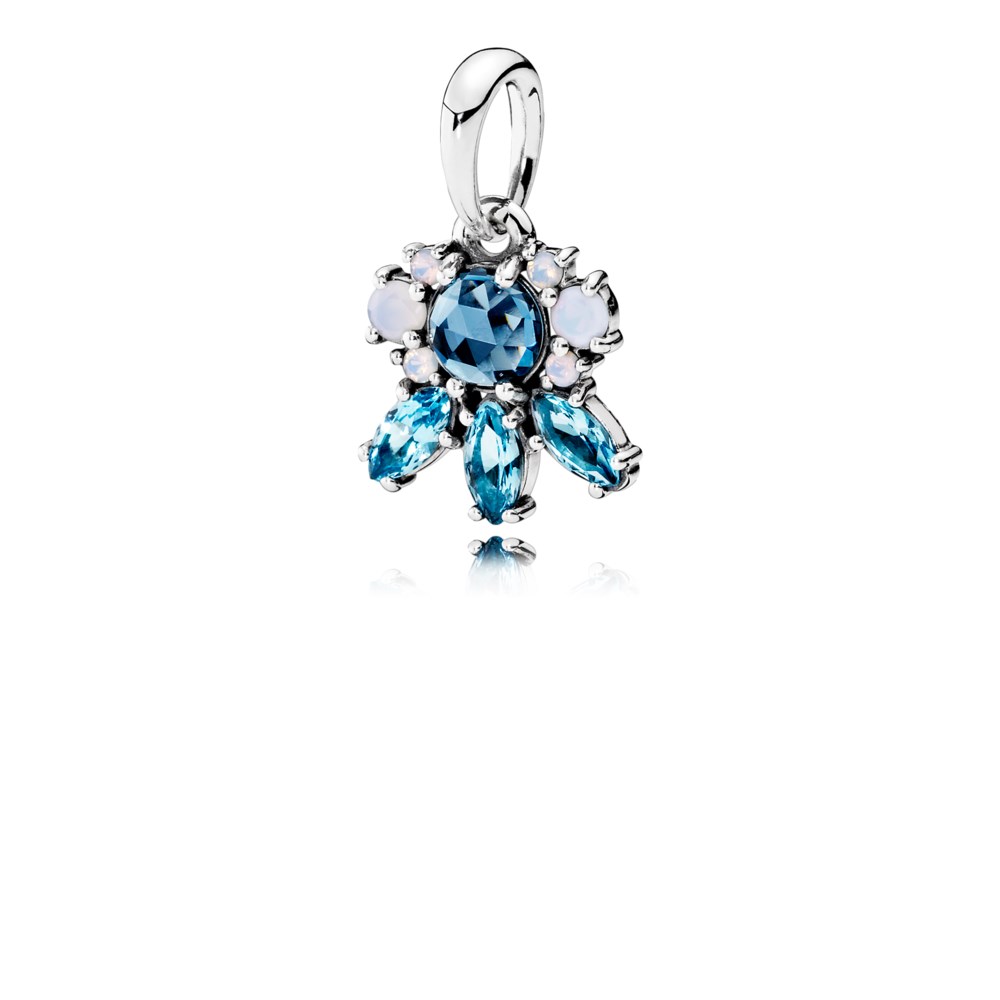 PANDORA Silver Pendant With Moonlight Blue Crystal, Sky Blue Crystal And Opalescent White Crystal - 390391Nmbmx