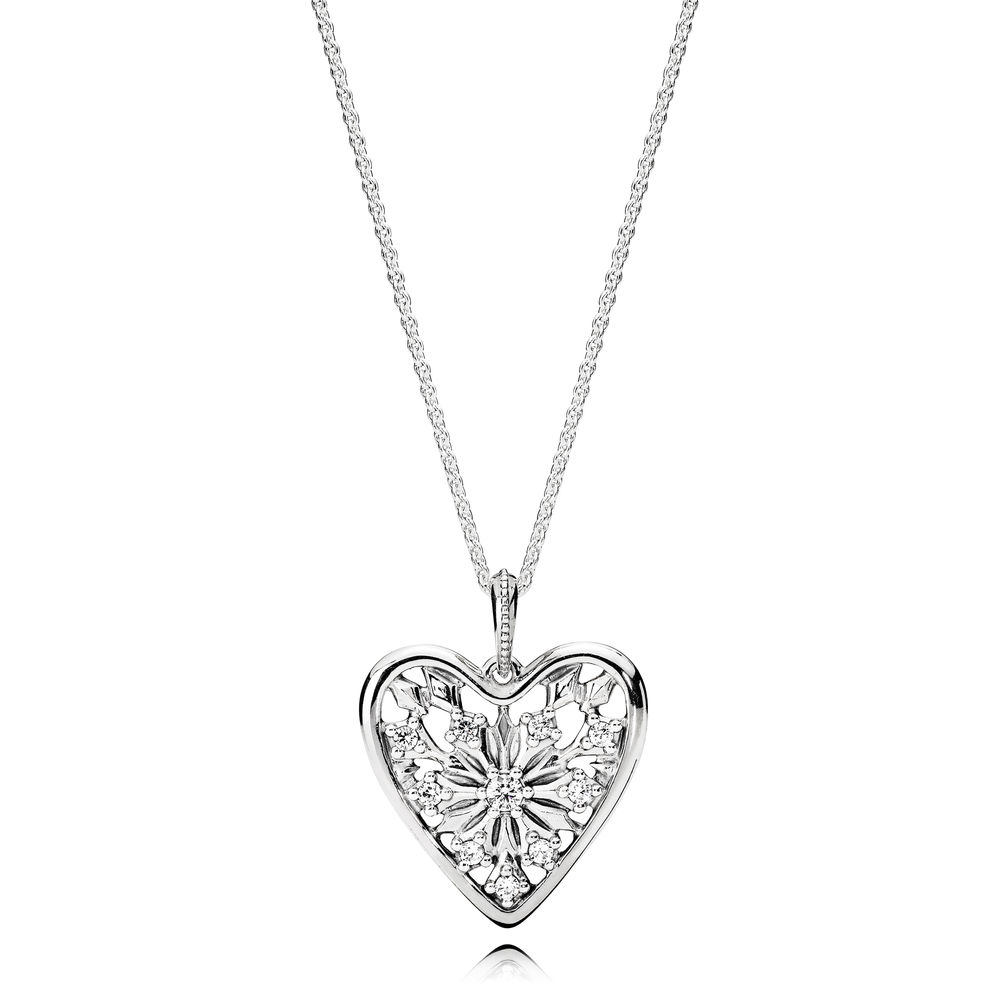 Pandora Zilveren Hart Van De Winter Ketting 396369CZ-80