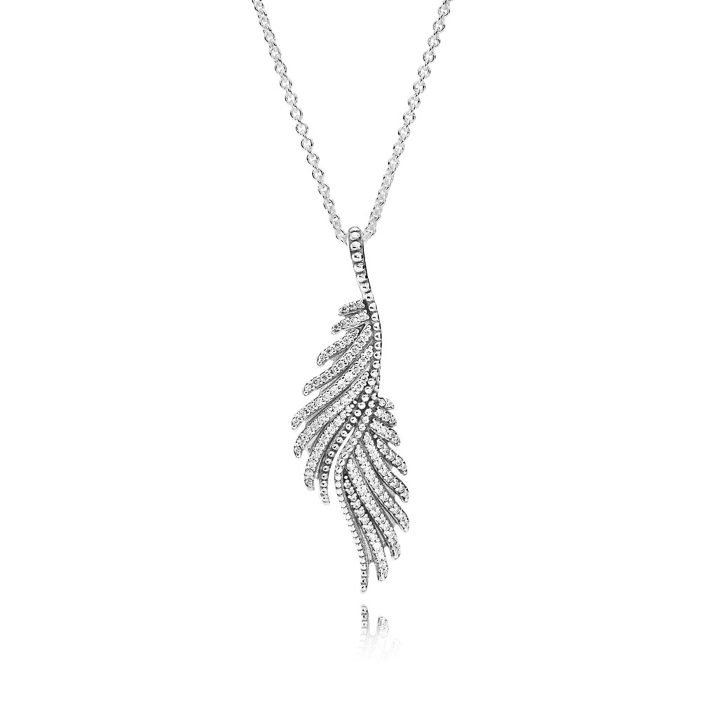 Pandora Zilveren Majestic Feathers Ketting 390373CZ-70