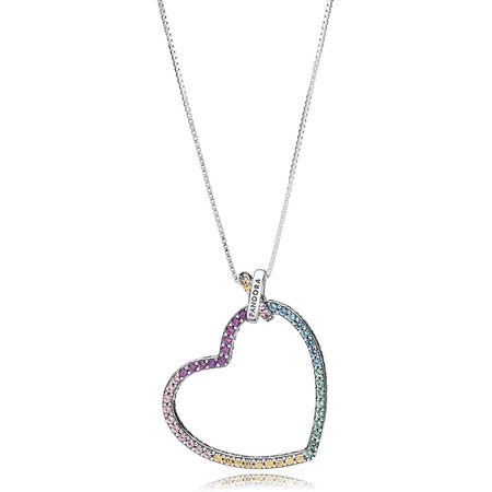 Pandora Zilveren Multi-Gekleurde Hart Ketting 397070Nrpmx