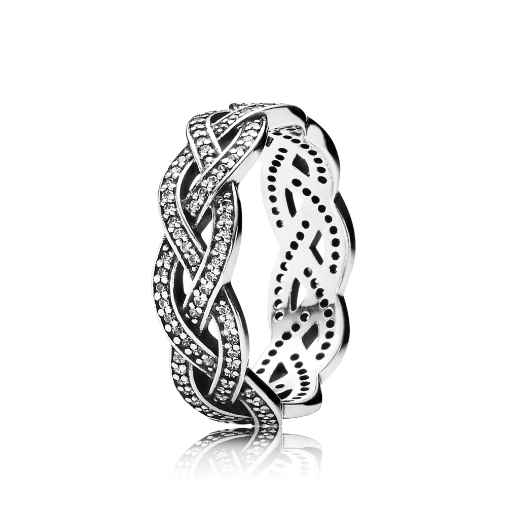 PANDORA Braided Silver Ring With Cubic Zirconia - 190913CZ