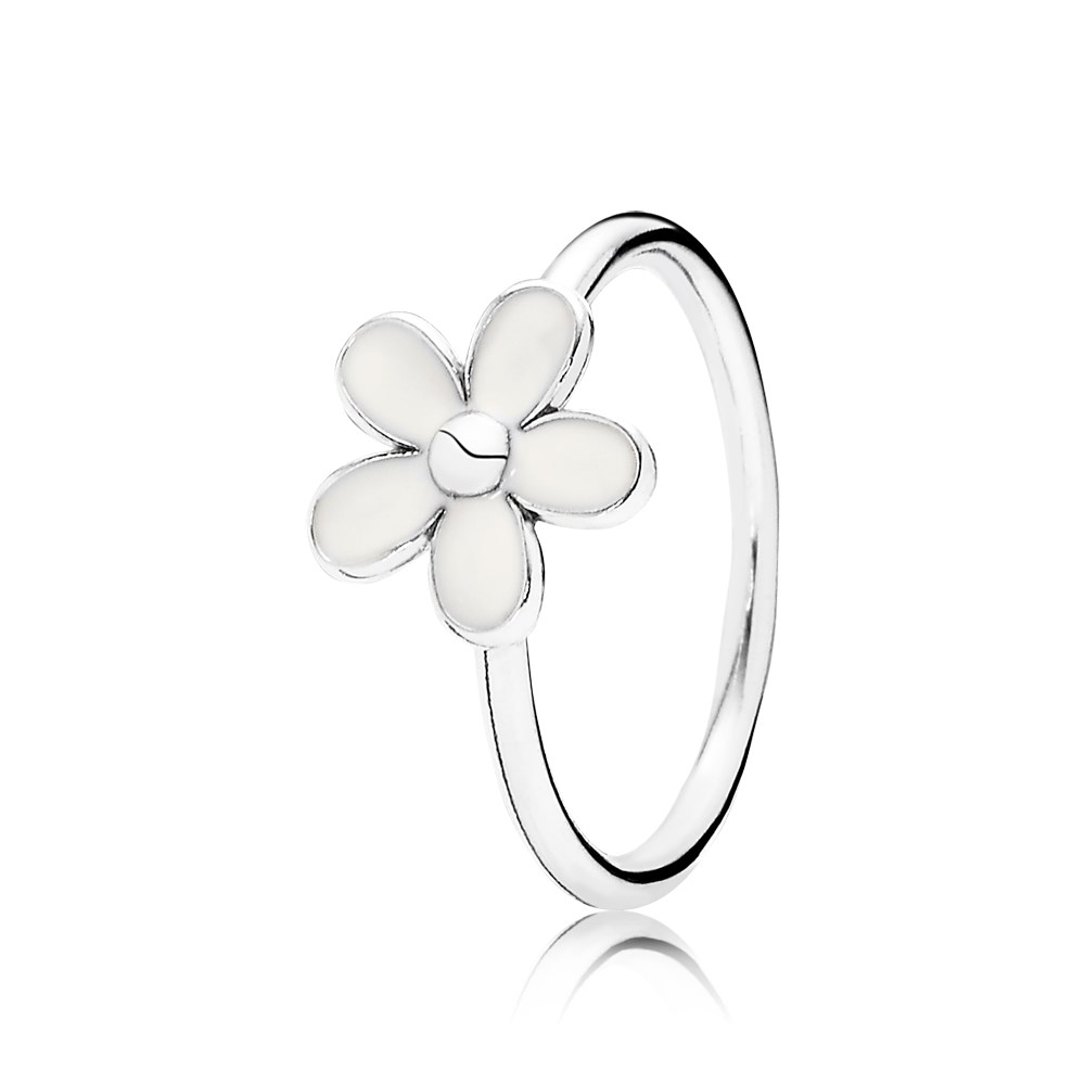 PANDORA Daisy Silver Ring With White Enamel - 190899En12