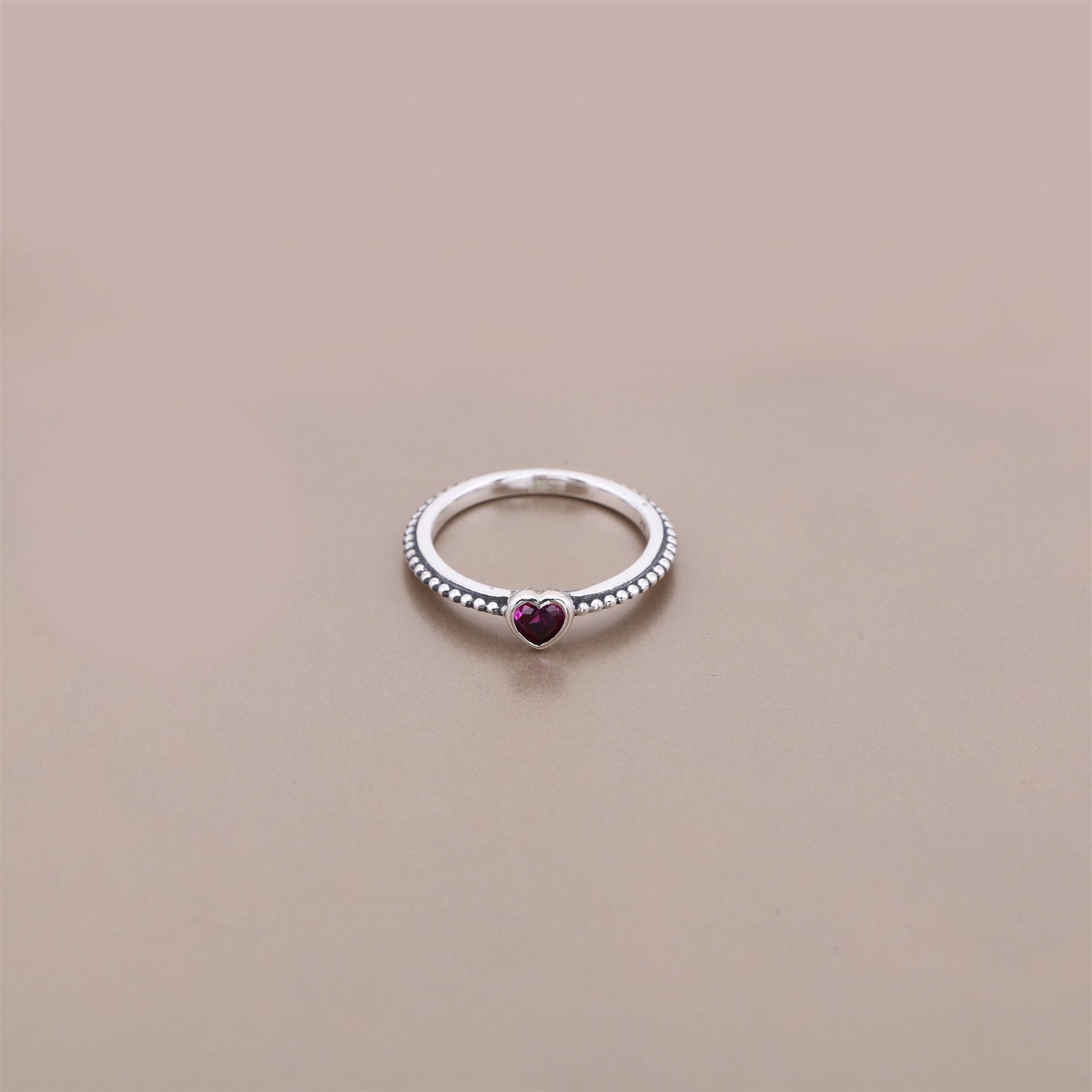 PANDORA Heart Silver Ring With Golden Red Synthetic Ruby - 190896Sgr