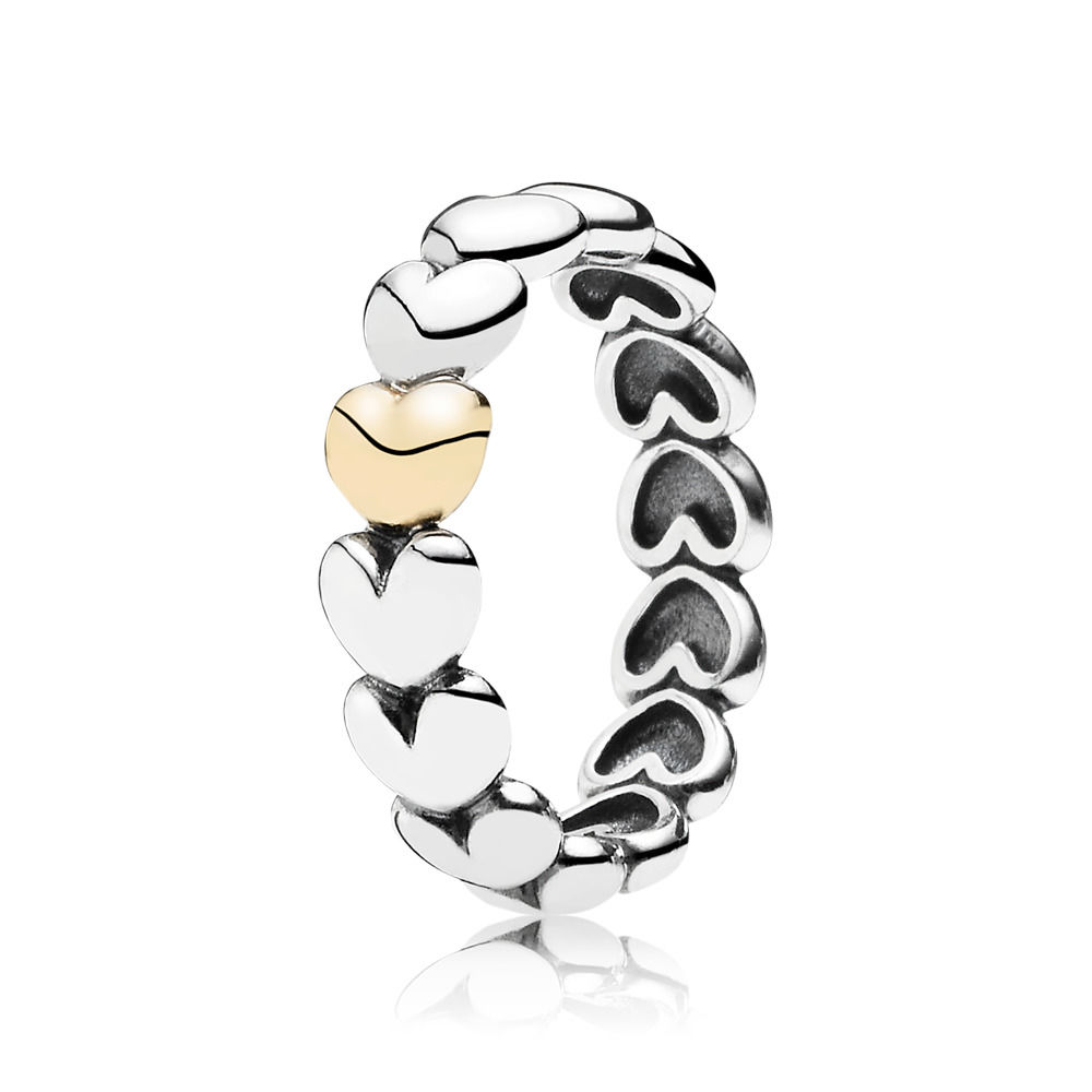 Hearts Silver Ring With 14K Heart - 190898