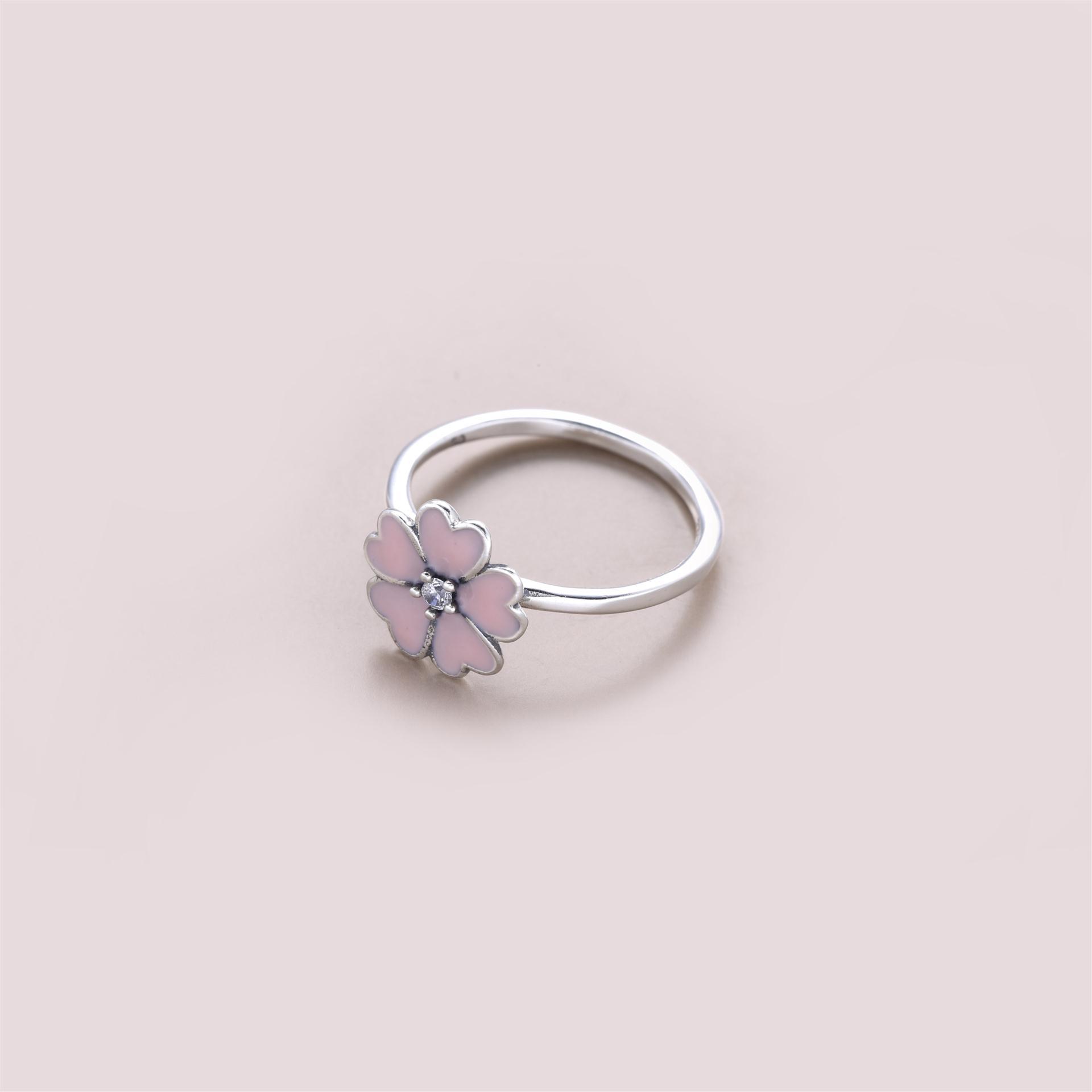 PANDORA Primrose Silver Ring With Cubic Zirconia And White Enamel - 190931En12