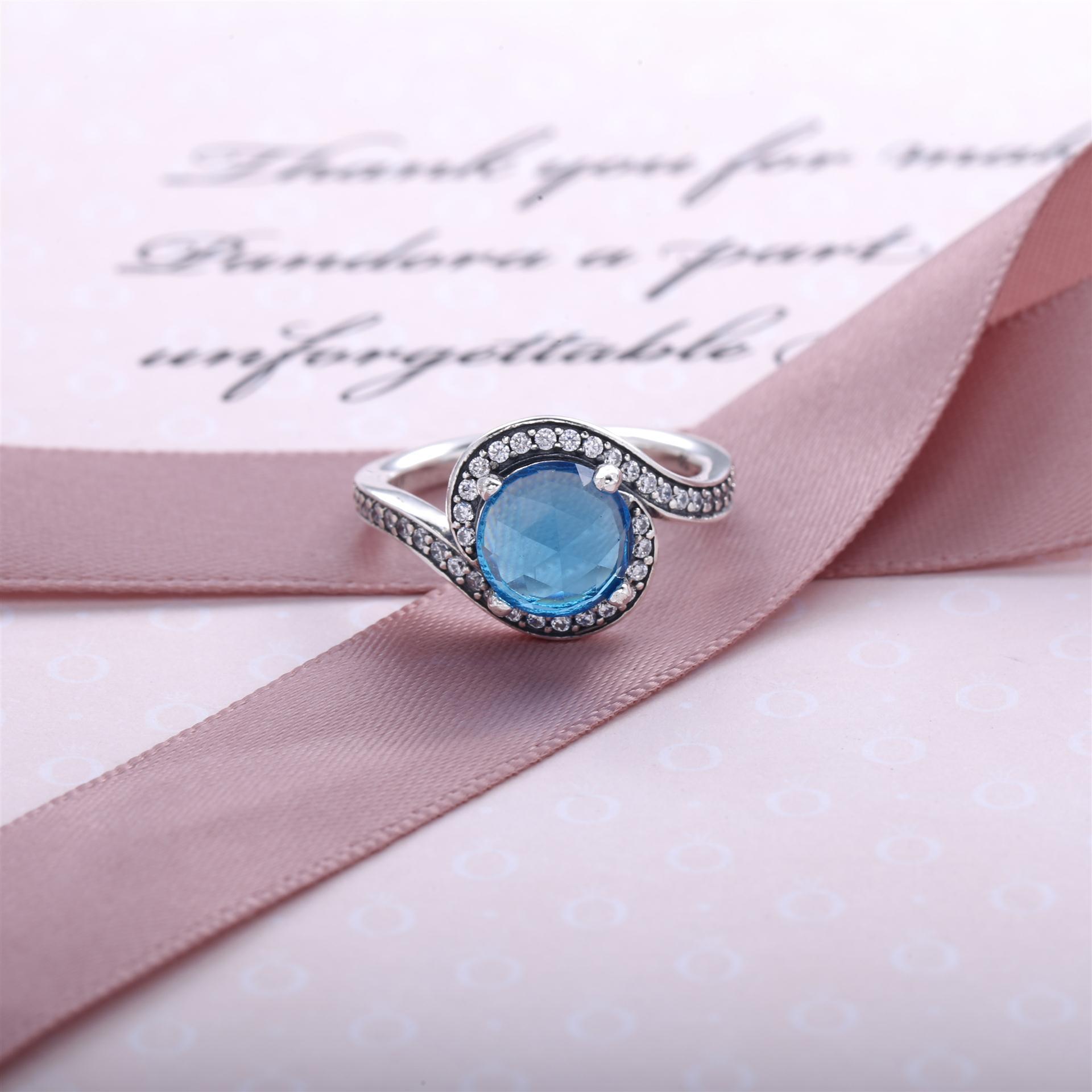 PANDORA Sky Blue Radiant Embellishment Ring - 190968Nbs