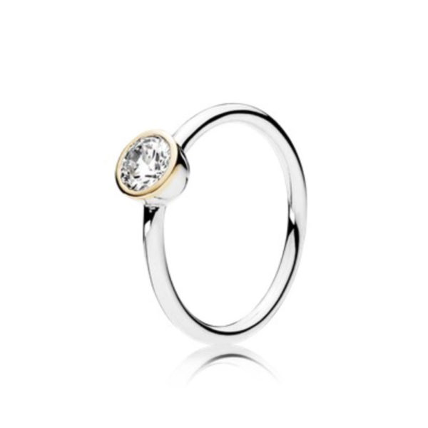 Pandora Zilver En 14K Goud Petite Cirkel Ring 191043CZ