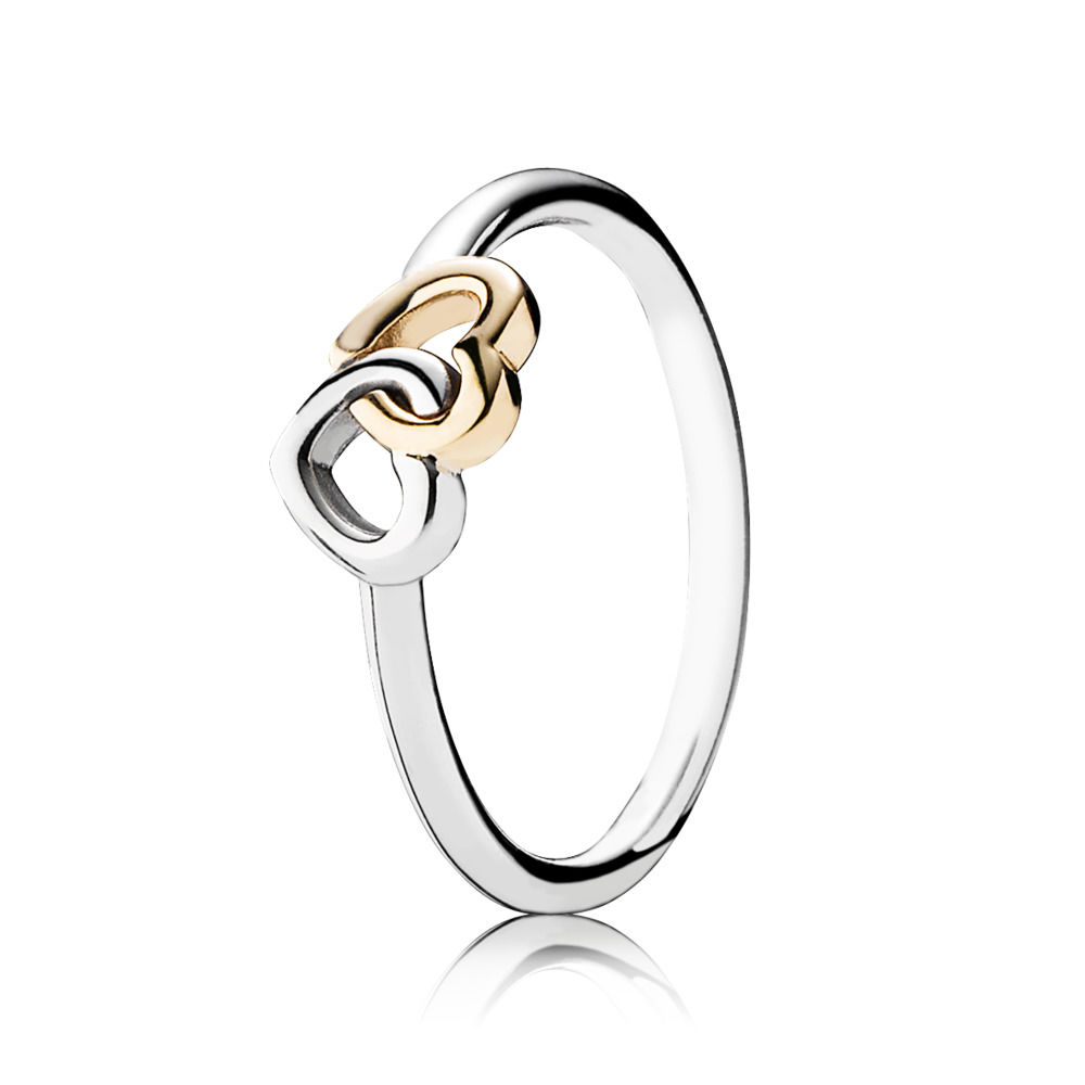 Pandora Zilver En 14K Goud Verstrengelde Harten Ring 190927