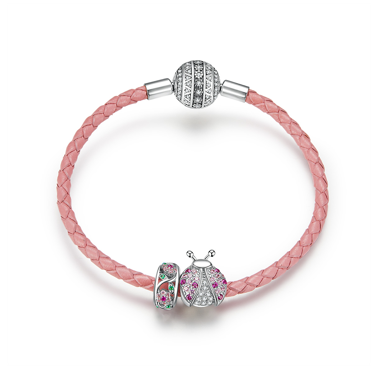 Pandora Style Lieveheersbeestje Leren armband - SCB823