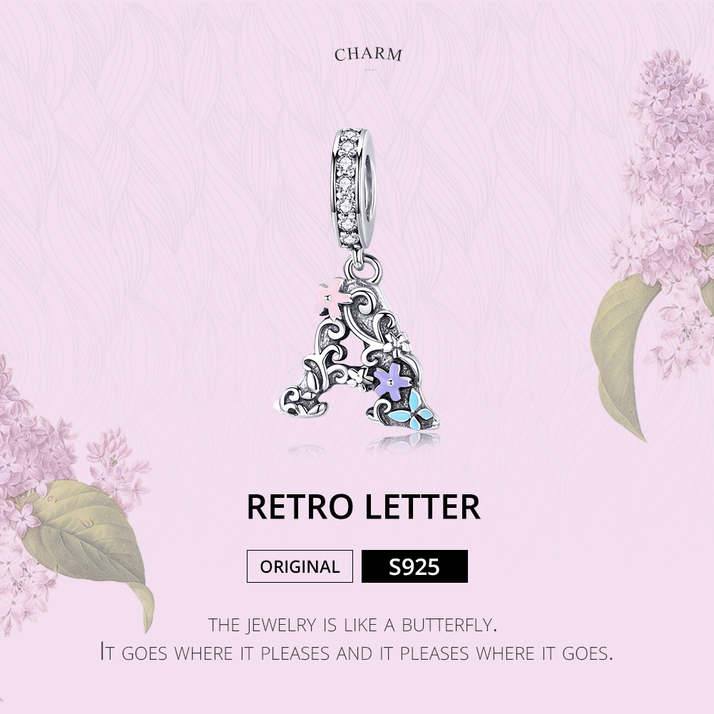 Pandora Style Bloem Letter A Hangende Bedel - SCC1273