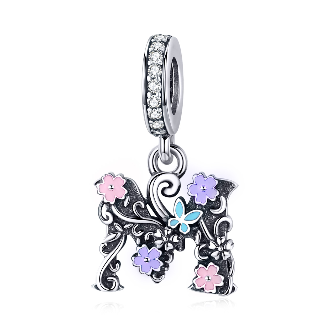 Pandora Style Bloem Letter M Hangende Bedel - SCC1274