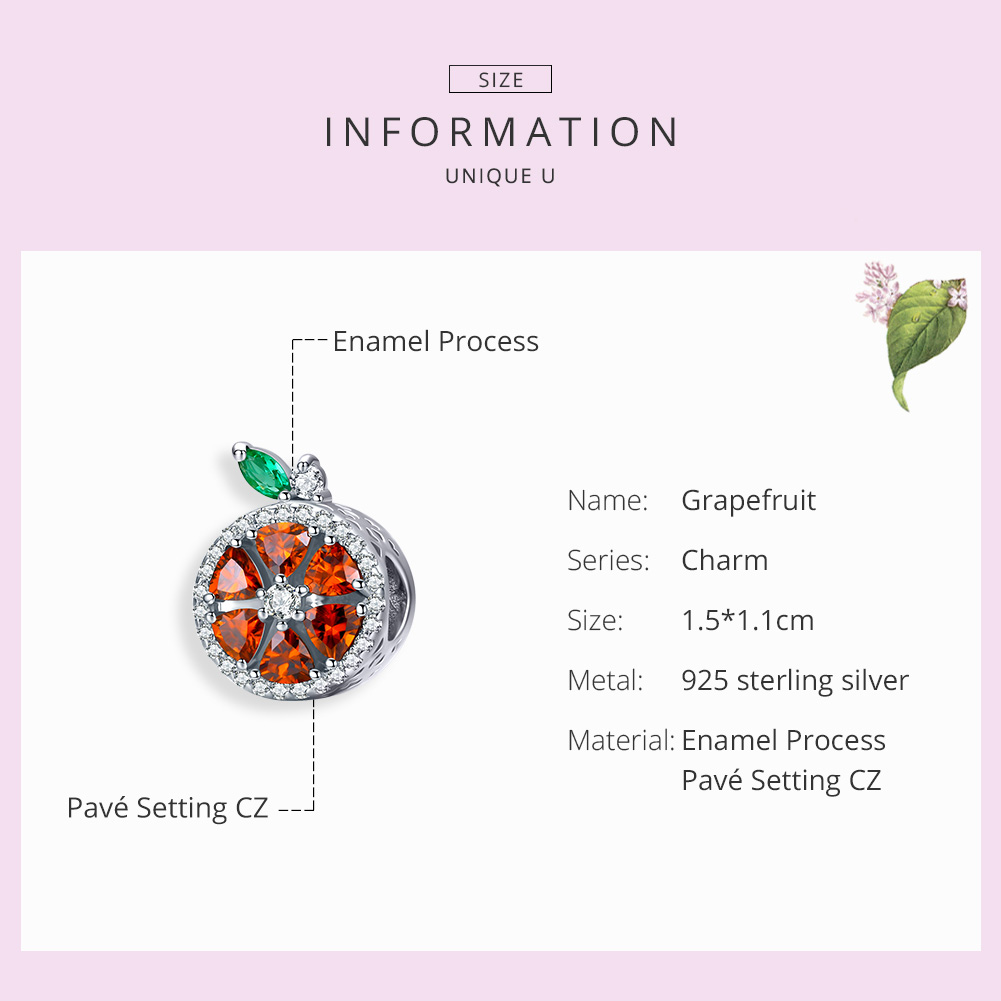 Pandora Style Grapefruit Bedel - SCC1277