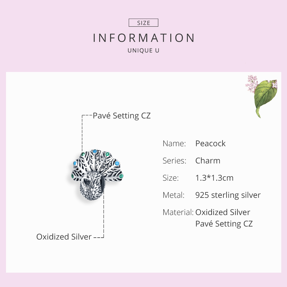 Pandora Style Pauw Bedel - SCC1260