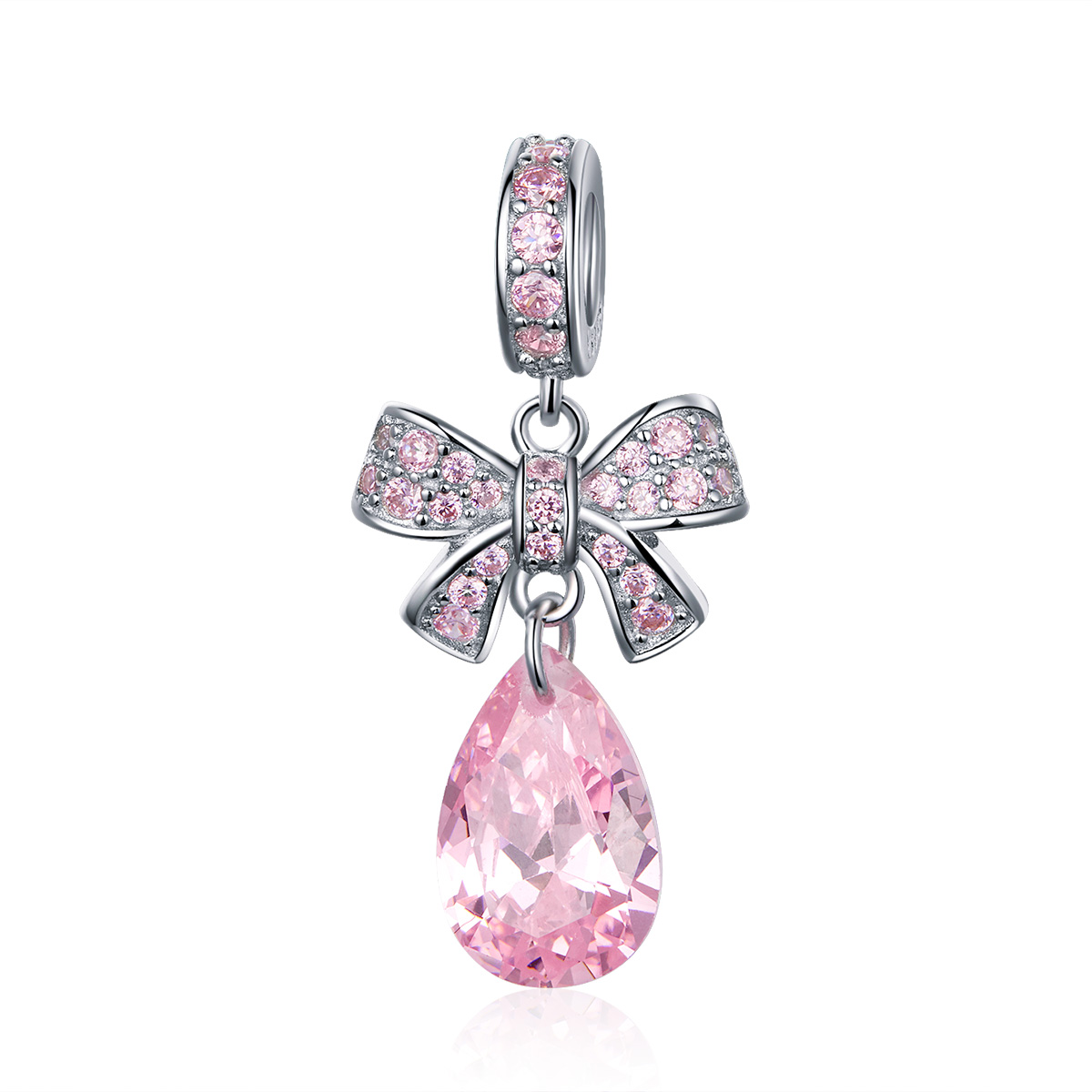 Pandora Style Roze boog Hangende Bedel - SCC1074