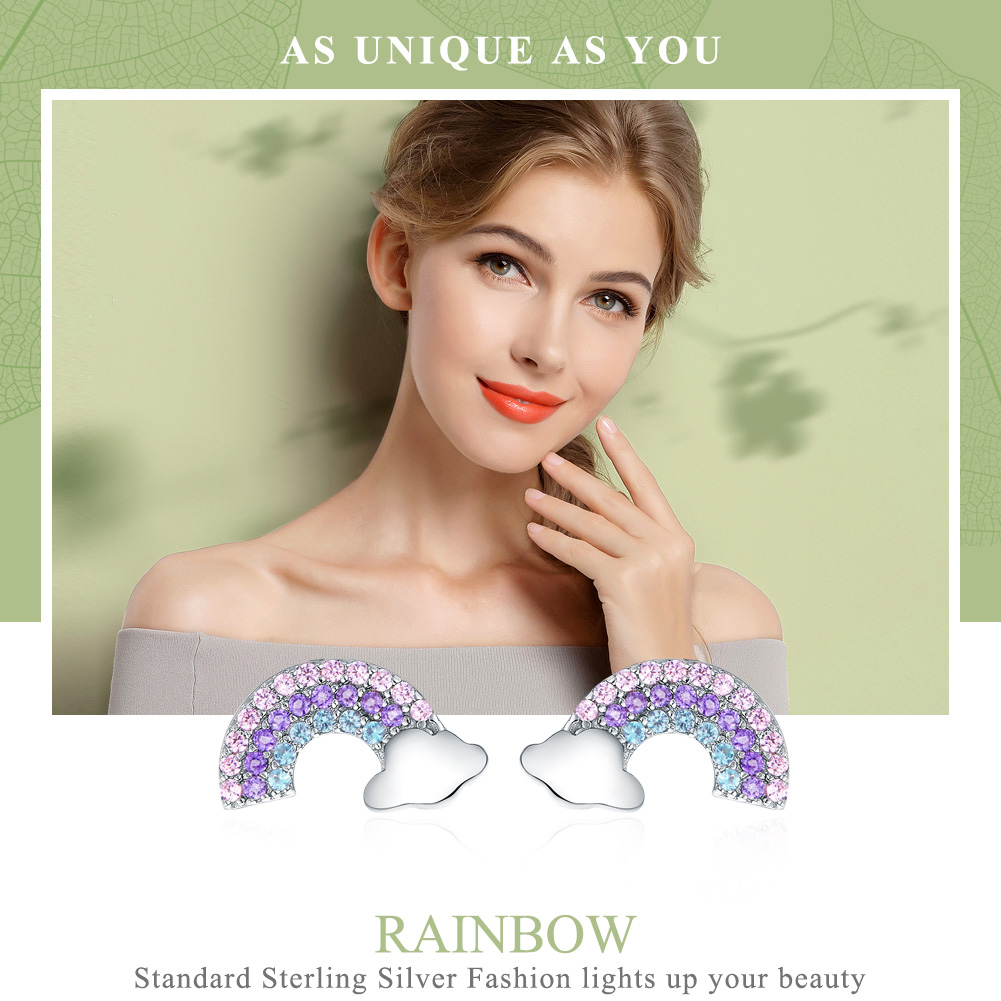 Pandora Style Kleine Regenboog Oorknopjes - SCE578