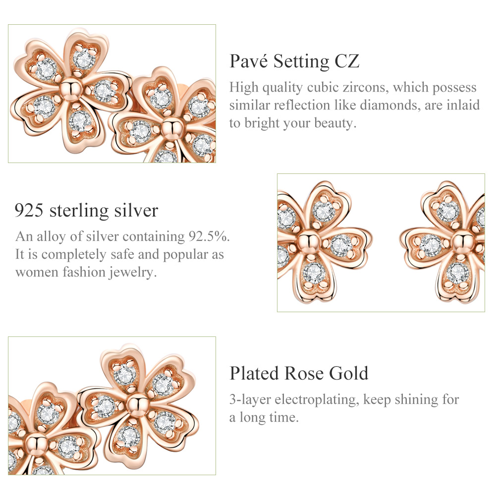 Pandora Style Rose Gecontracteerde Daisy Oorknopjes - SCE419-C