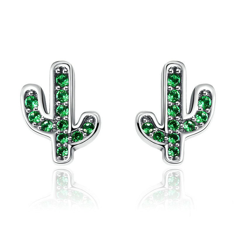 Pandora Style Verse Cactus Oorknopjes - SCE097