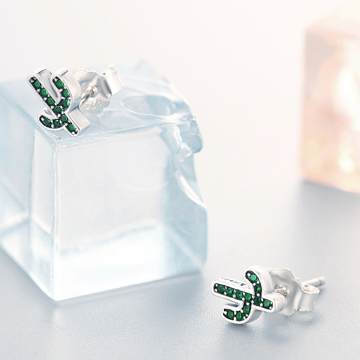 Pandora Style Verse Cactus Oorknopjes - SCE097