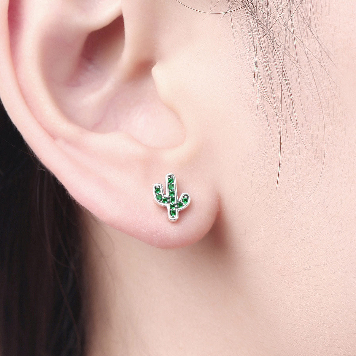 Pandora Style Verse Cactus Oorknopjes - SCE097