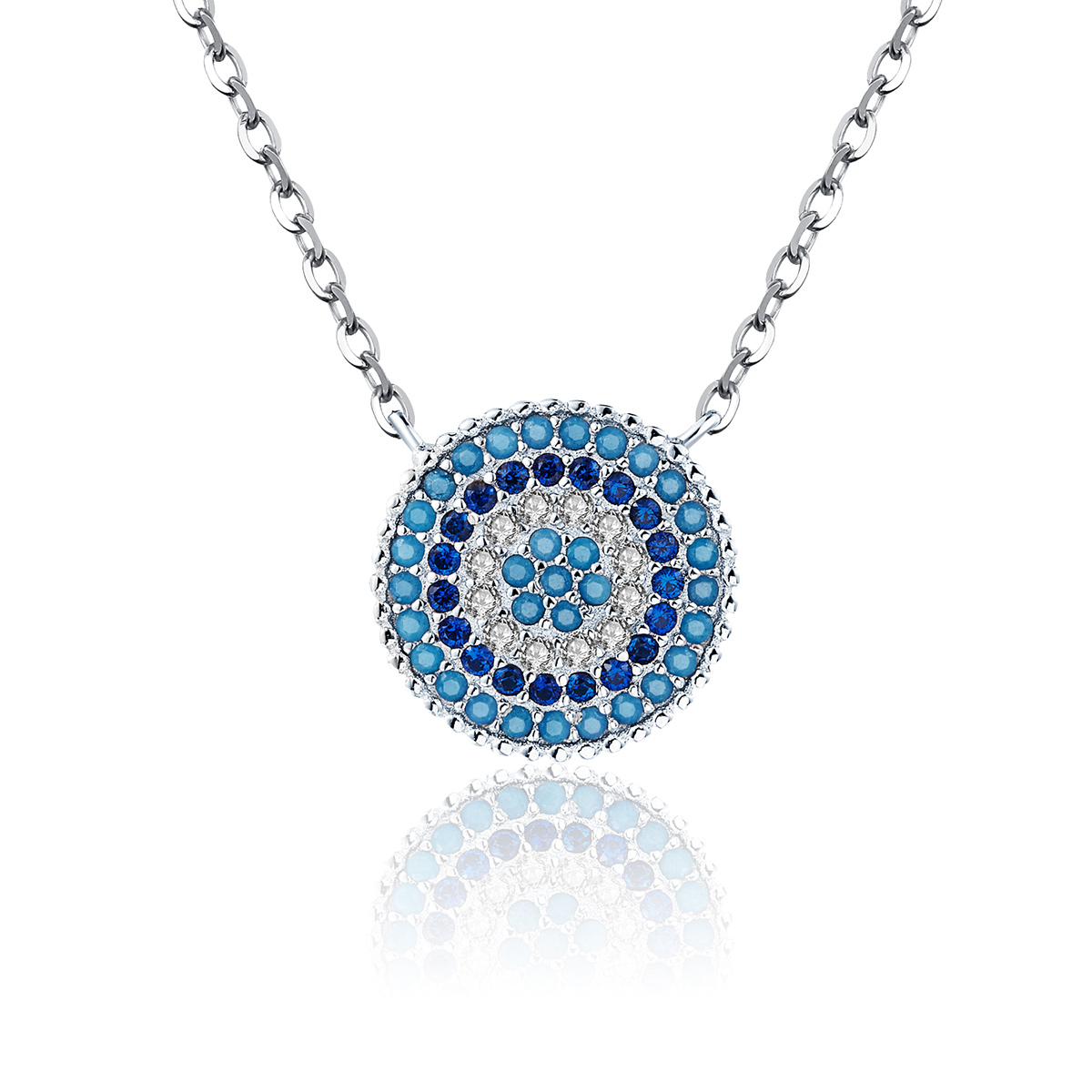 Pandora Style Blauwe cirkel Chain Ketting - SCN099