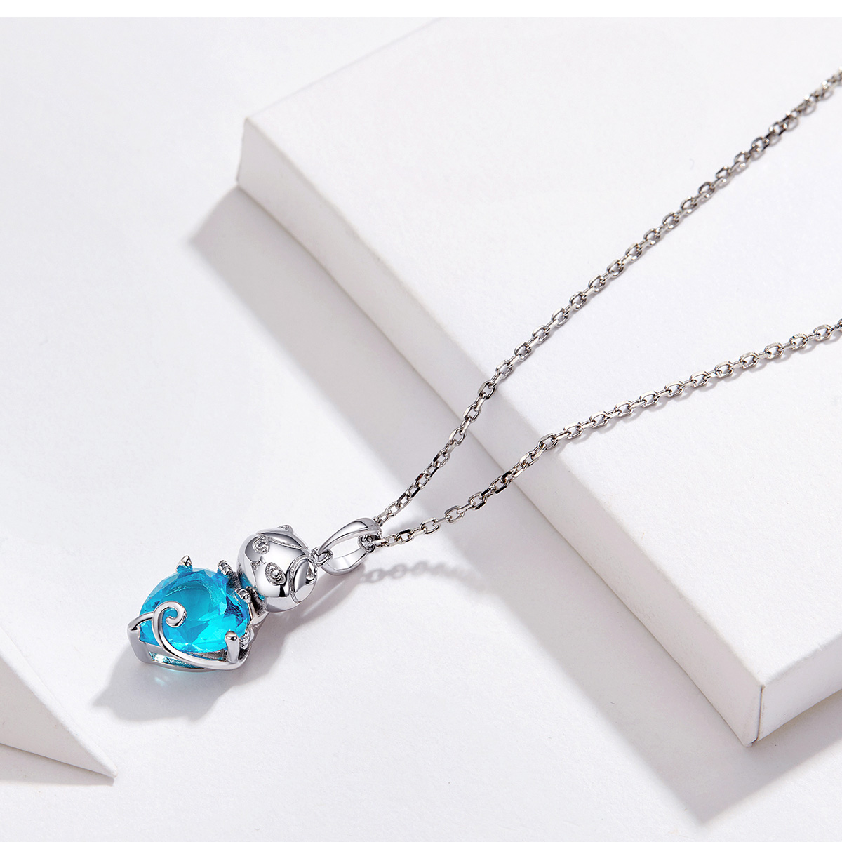 Pandora Style Blauwe kat Chain Ketting - SCN331