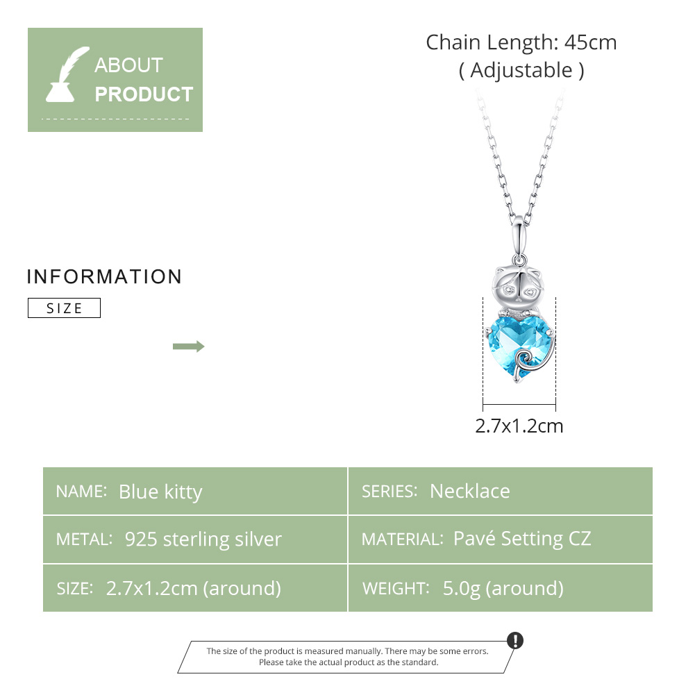 Pandora Style Blauwe kat Chain Ketting - SCN331