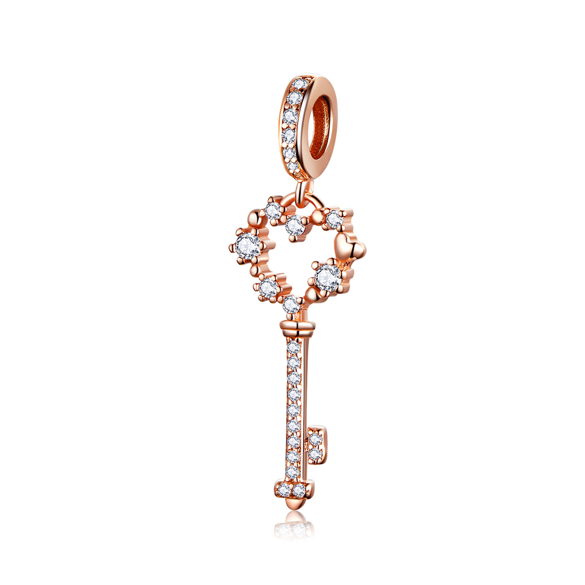 Pandora Style Rose Luchy Shinning Key Hanger - SCC1122