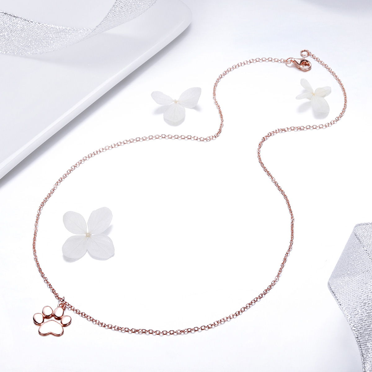 Pandora Style Rose Schattige poot Chain Ketting - SCN275-3