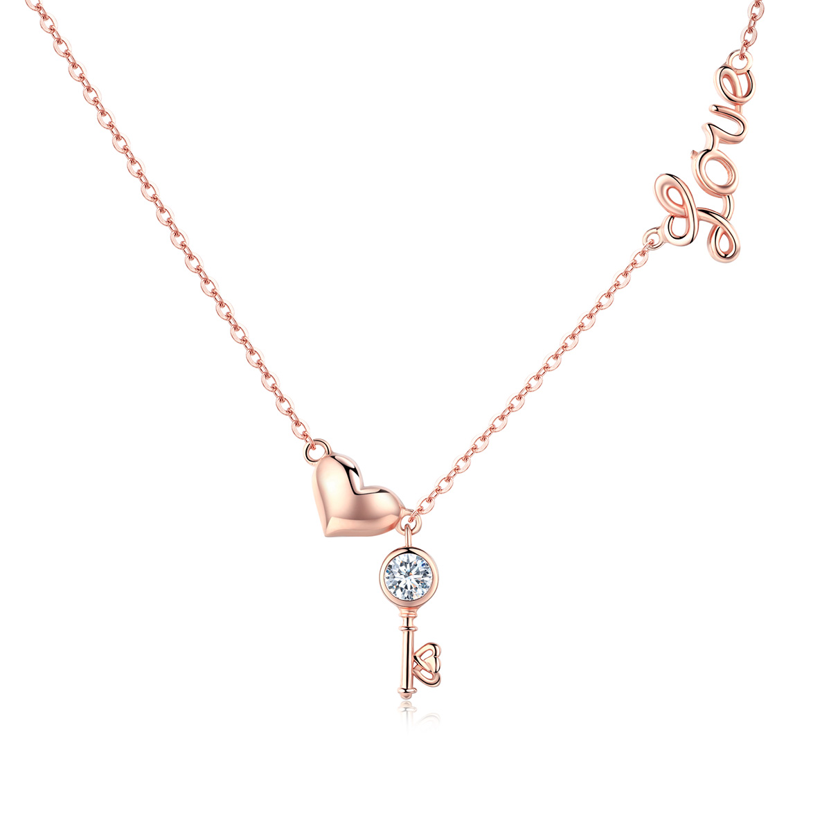 Pandora Style Rose Sleutel van Hart Chain Ketting - SCN292