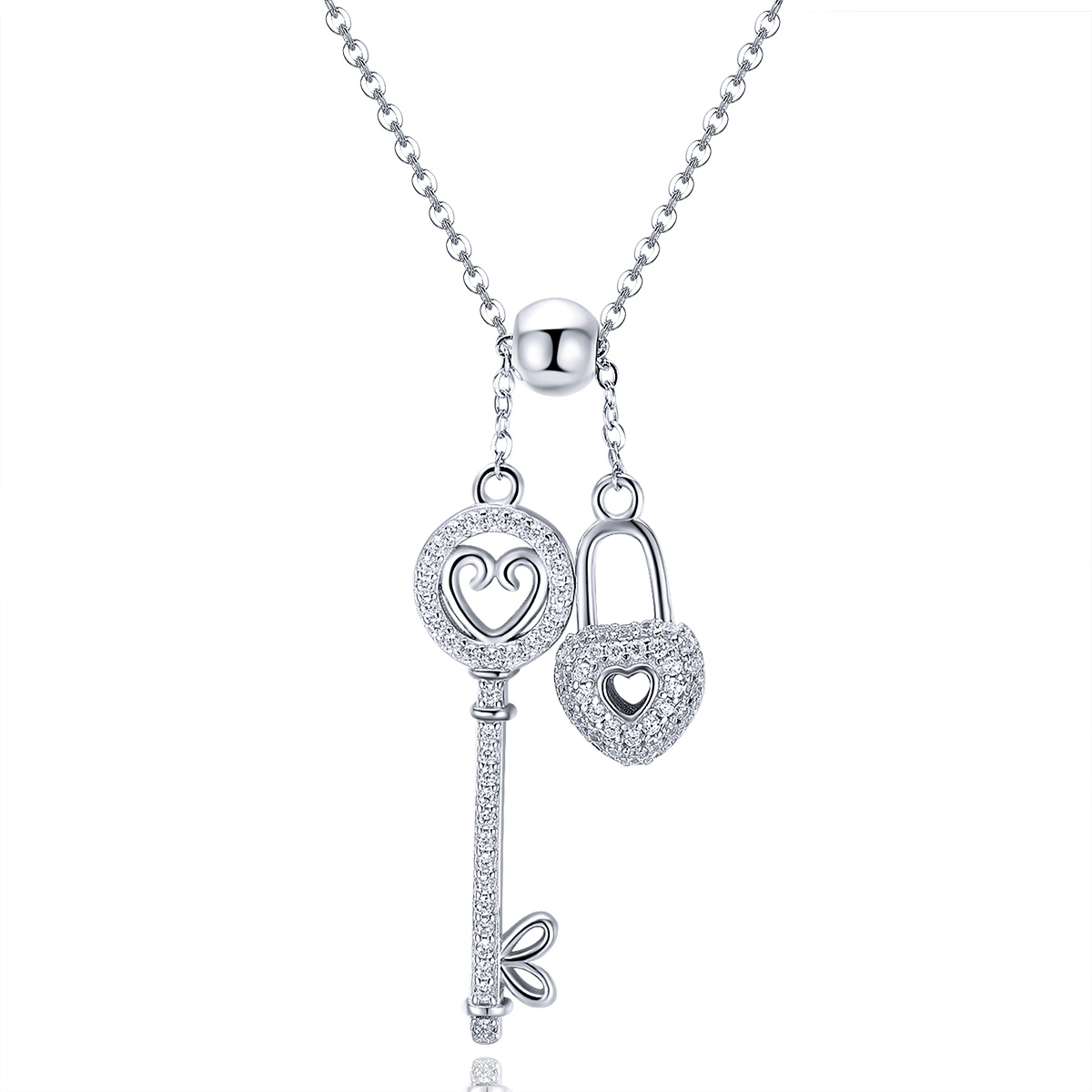 Pandora Style Sleutel van hartslot Chain Ketting - SCN290