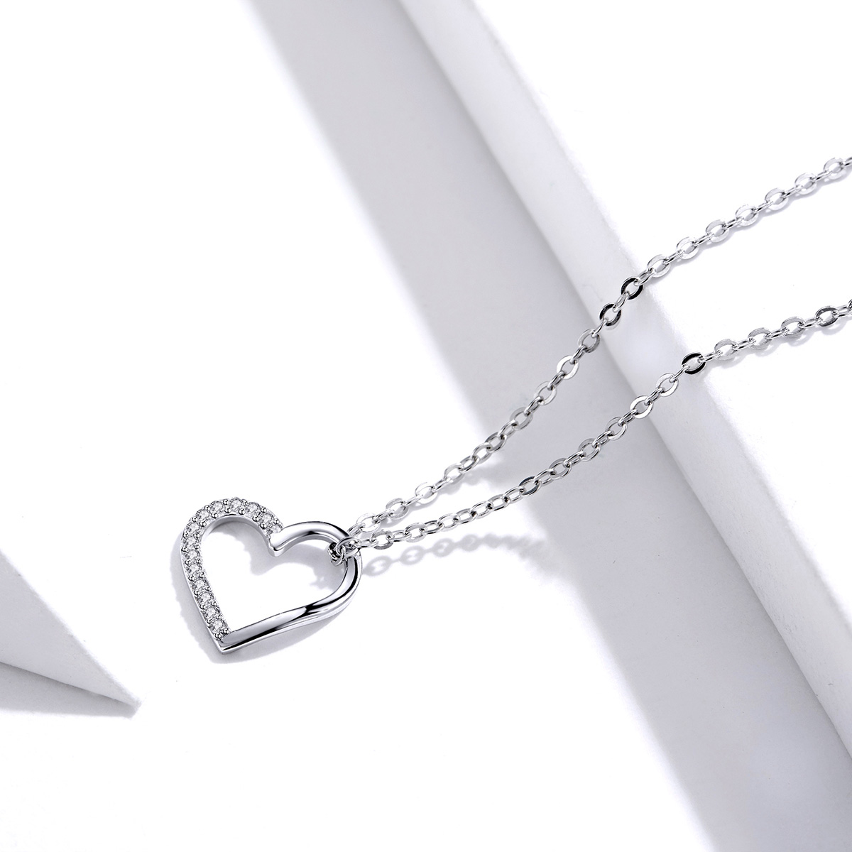 Pandora Style Sprankelend hart Chain Ketting - SCN347