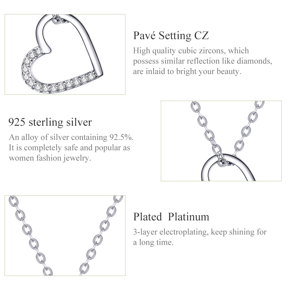 Pandora Style Sprankelend hart Chain Ketting - SCN347