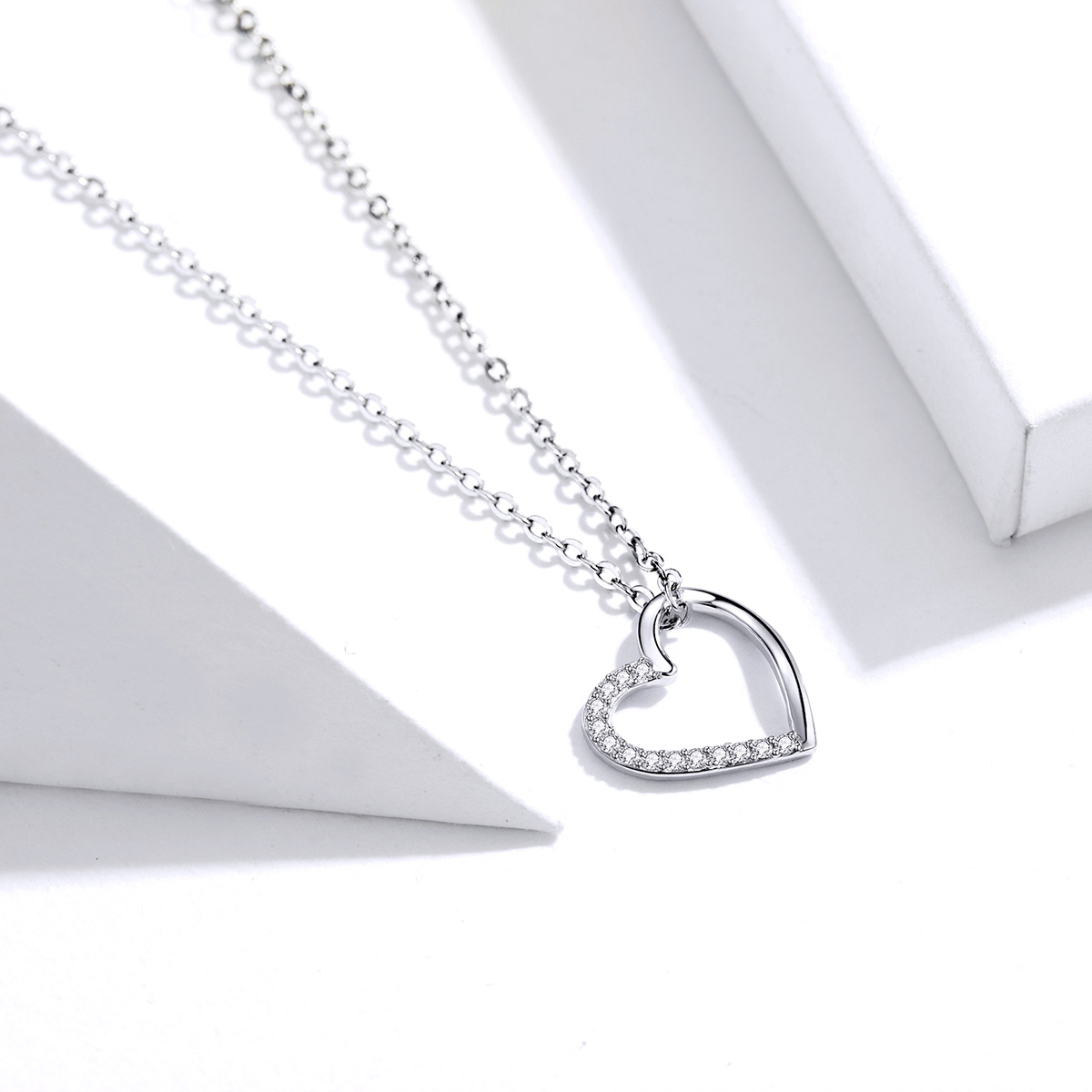 Pandora Style Sprankelend hart Chain Ketting - SCN347