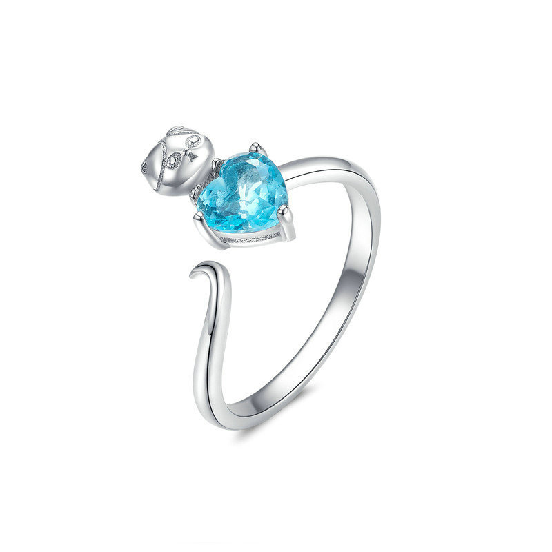 Pandora Style Blauwe Kitty Open Ring - SCR533