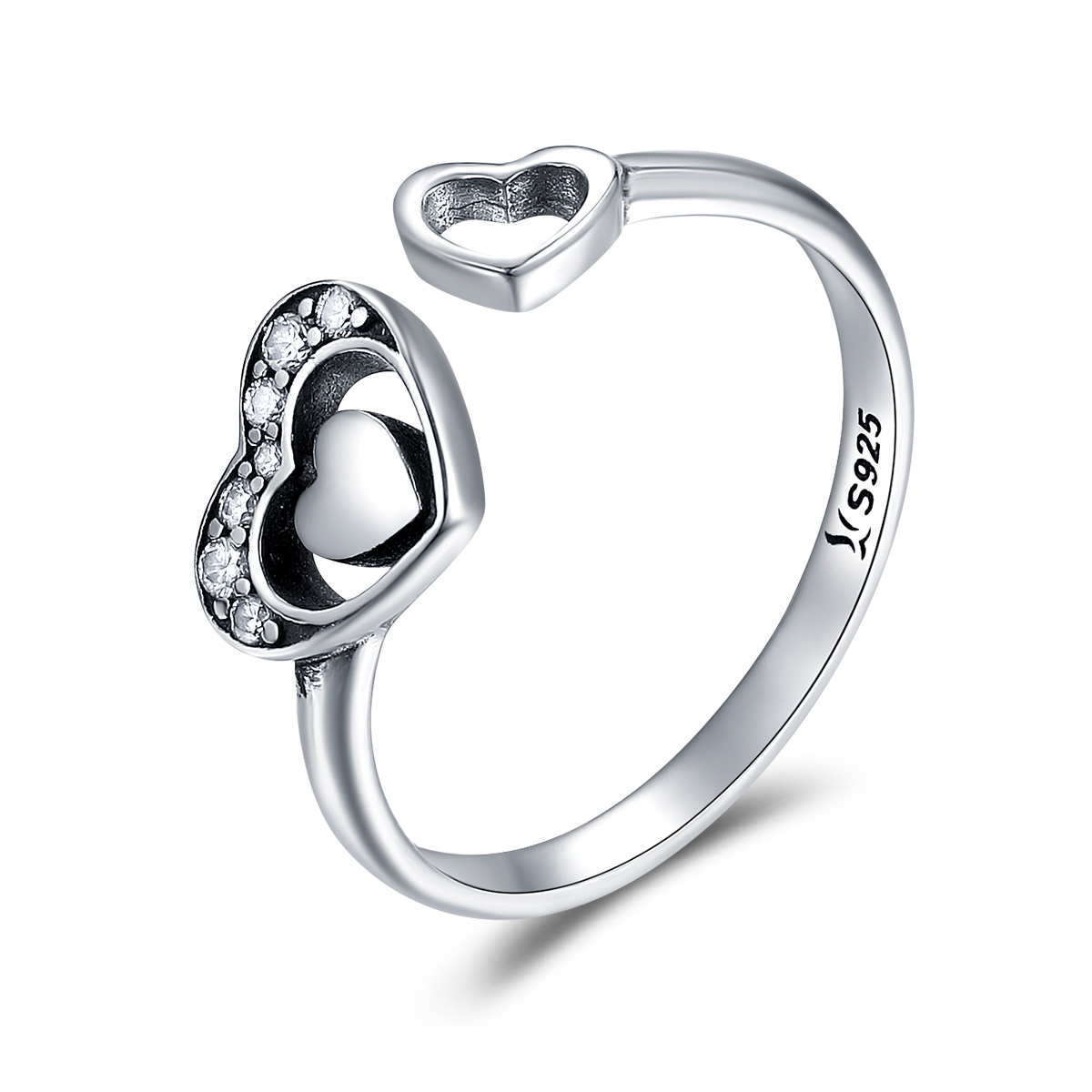 Pandora Style Gelijktijdig hart Open Ring - SCR168