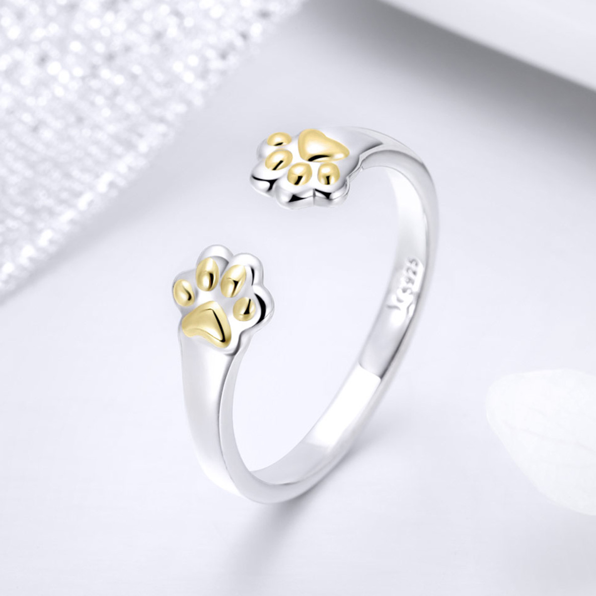 Pandora Style Kattenpoot Open Ring - SCR430