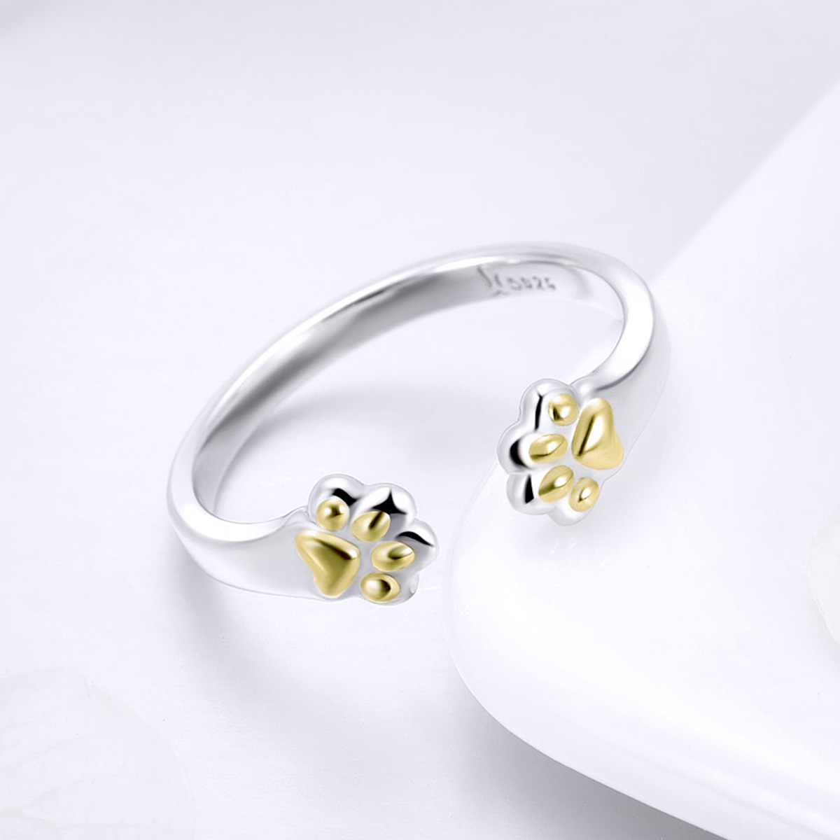 Pandora Style Kattenpoot Open Ring - SCR430