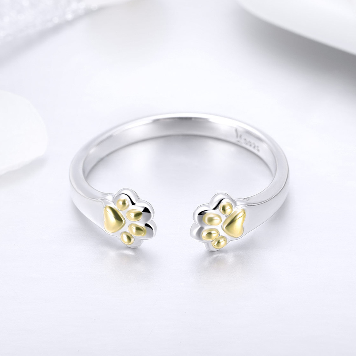 Pandora Style Kattenpoot Open Ring - SCR430