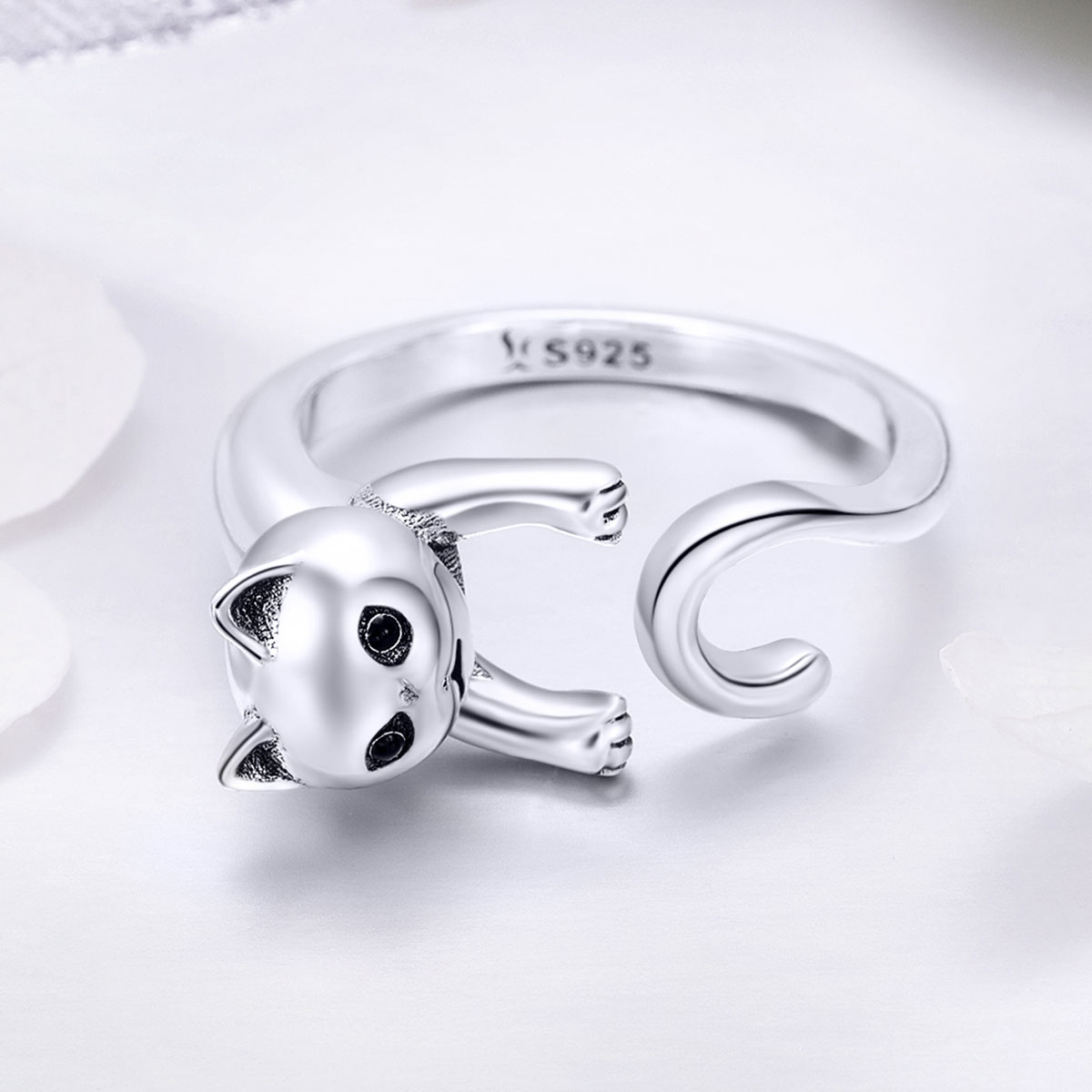 Pandora Style Ondeugende kat Open Ring - SCR409