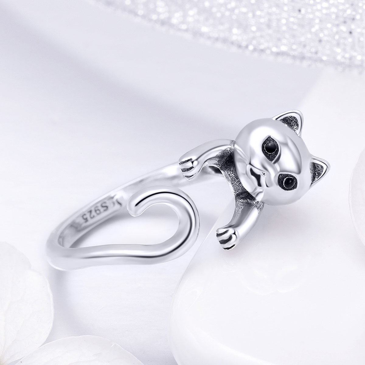 Pandora Style Ondeugende kat Open Ring - SCR409