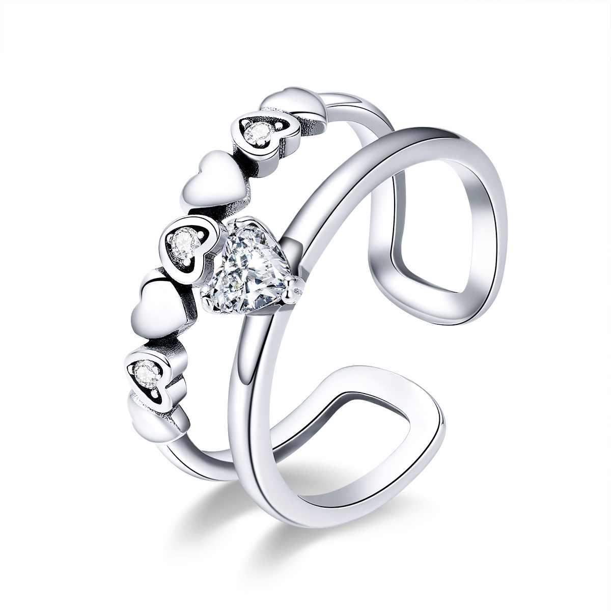 Pandora Style Prachtig hart Open Ring - SCR429