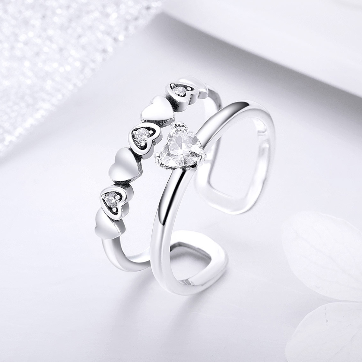 Pandora Style Prachtig hart Open Ring - SCR429