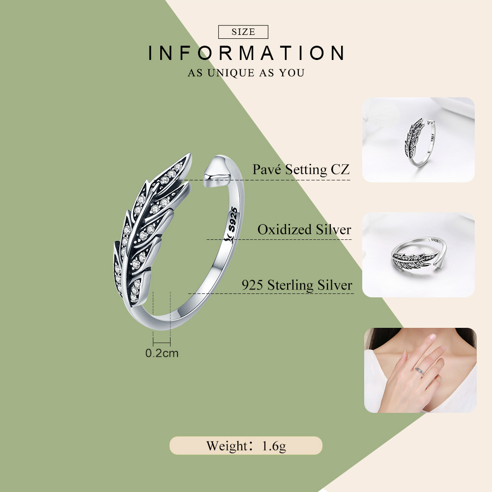 Pandora Style Prachtige bladeren Open Ring - SCR313